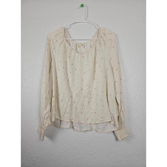 A.N.A Womens Sweetheart V-Neck Long Sleeve Blouse Small Peasant Style - Picture 1 of 6